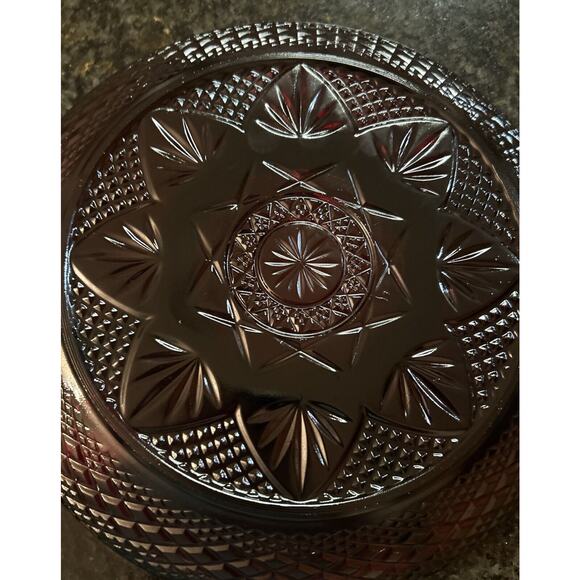 Vintage Royal Ruby Red Luminarc‎ France Divided Relish Dish Etched Pattern 10" - Picture 7 of 7